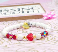 Load image into Gallery viewer, Red Crystal Heart on Howlite Beaded Bracelet- Stash