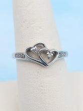 Load image into Gallery viewer, Diamond Double Heart Ring - 925 Sterling Silver