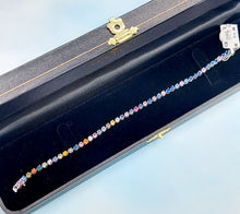 Load image into Gallery viewer, Multicolor Sapphire Tennis Bracelet - 14K White Gold