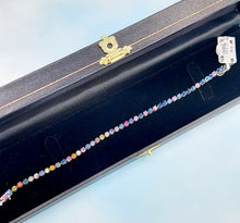 Load image into Gallery viewer, Multicolor Sapphire Tennis Bracelet - 14K White Gold