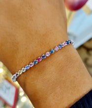 Load image into Gallery viewer, Multicolor Sapphire Tennis Bracelet - 14K White Gold
