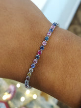 Load image into Gallery viewer, Multicolor Sapphire Tennis Bracelet - 14K White Gold