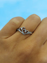 Load image into Gallery viewer, Diamond Double Heart Ring - 925 Sterling Silver