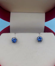 Load image into Gallery viewer, Tanzanite Diamond Earrings - 14K White Gold