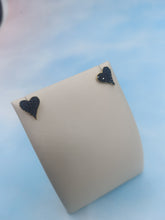 Load image into Gallery viewer, Black Pave Gold Plated Heart Stud Earrings