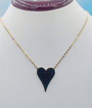 Load image into Gallery viewer, Black Pave Gold Plated Heart Necklace