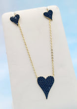 Load image into Gallery viewer, Black Pave Gold Plated Heart Necklace