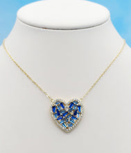 Load image into Gallery viewer, Mosaic Blue Heart Necklace - Gold Plated Sterling Silver