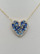 Load image into Gallery viewer, Mosaic Blue Heart Necklace - Gold Plated Sterling Silver