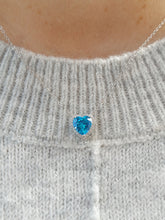 Load image into Gallery viewer, Blue CZ Heart Necklace - Sterling Silver