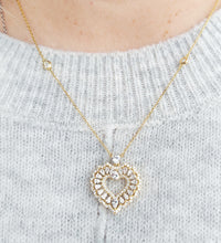 Load image into Gallery viewer, Fancy Open Heart Necklace with Heart Bale - Gold Plated Sterling Silver