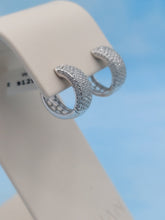Load image into Gallery viewer, Thick Pave CZ Huggie Earrings - Sterling Silver