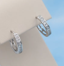 Load image into Gallery viewer, CZ Huggie Hoop Earrings- Sterling Silver