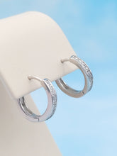 Load image into Gallery viewer, CZ Huggie Hoop Earrings- Sterling Silver