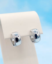 Load image into Gallery viewer, Petite Thick Huggie Hoops with Milgrain - Sterling Silver