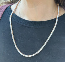 Load image into Gallery viewer, 24" Rose Gold Tennis CZ Necklace - Rose Gold Sterling Silver