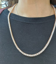 Load image into Gallery viewer, 24" Rose Gold Tennis CZ Necklace - Rose Gold Sterling Silver