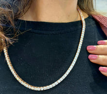 Load image into Gallery viewer, 24" Rose Gold Tennis CZ Necklace - Rose Gold Sterling Silver