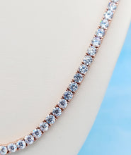 Load image into Gallery viewer, 24" Rose Gold Tennis CZ Necklace - Rose Gold Sterling Silver