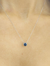 Load image into Gallery viewer, Sapphire Bezel Necklace - 14K White Gold