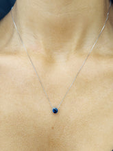 Load image into Gallery viewer, Sapphire Bezel Necklace - 14K White Gold