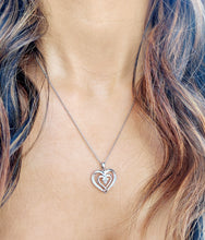 Load image into Gallery viewer, Double Heart Diamond Necklace - Sterling Silver