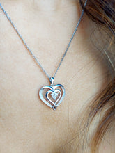 Load image into Gallery viewer, Double Heart Diamond Necklace - Sterling Silver