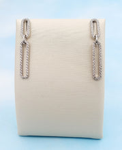 Load image into Gallery viewer, CZ Paperclip Link Earrings - Sterling Silver