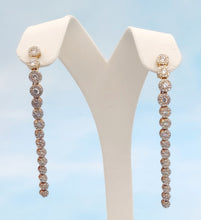Load image into Gallery viewer, Long CZ Dangle Post Earrings - Gold Plated