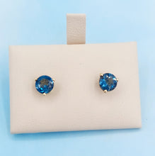 Load image into Gallery viewer, London Blue Topaz Screwback Studs - 14K Yellow Gold