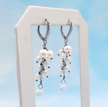 Load image into Gallery viewer, Crystal &amp; Freshwater Pearl Drop Earrings - Sterling Silver