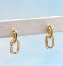 Load image into Gallery viewer, Gold Plated Pave Paperclip Earrings - Sterling Silver