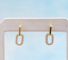 Load image into Gallery viewer, Gold Plated Pave Paperclip Earrings - Sterling Silver