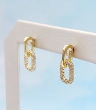 Load image into Gallery viewer, Gold Plated Pave Paperclip Earrings - Sterling Silver