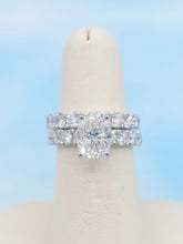 Load image into Gallery viewer, Elongated Cushion Lab Diamond Ring with Matching Band- 14K White Gold