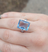 Load image into Gallery viewer, Aqua Emerald Cut Statement Ring - Sterling Silver