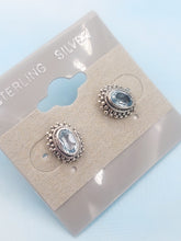 Load image into Gallery viewer, Aqua &amp; Sterling Silver Stud Earrings