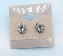 Load image into Gallery viewer, Aqua &amp; Sterling Silver Stud Earrings