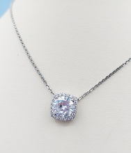 Load image into Gallery viewer, Round CZ Stone with Halo Necklace - Sterling Silve