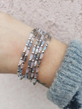 Load image into Gallery viewer, "The Maria"  Silver with White Crystal Stretch Bracelet