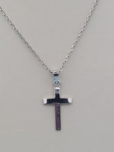 Load image into Gallery viewer, Petite Plain Gold Cross - 14K White Gold
