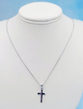 Load image into Gallery viewer, Petite Plain Gold Cross - 14K White Gold
