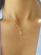 Load image into Gallery viewer, Petite Plain Gold Cross - 14K Yellow Gold