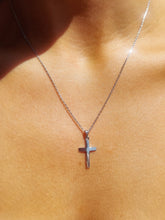 Load image into Gallery viewer, Petite Plain Gold Cross - 14K White Gold
