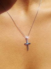 Load image into Gallery viewer, Petite Plain Gold Cross - 14K White Gold