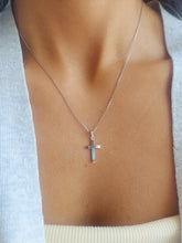 Load image into Gallery viewer, Petite Plain Gold Cross - 14K White Gold