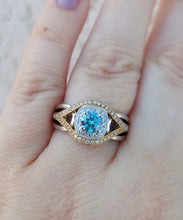 Load image into Gallery viewer, Blue Diamond Ring with Two Tone Setting - 14K Yellow Gold