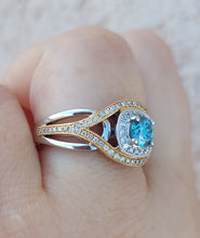 Load image into Gallery viewer, Blue Diamond Ring with Two Tone Setting - 14K Yellow Gold