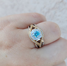 Load image into Gallery viewer, Blue Diamond Ring with Two Tone Setting - 14K Yellow Gold