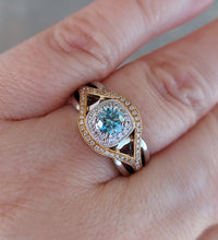 Load image into Gallery viewer, Blue Diamond Ring with Two Tone Setting - 14K Yellow Gold